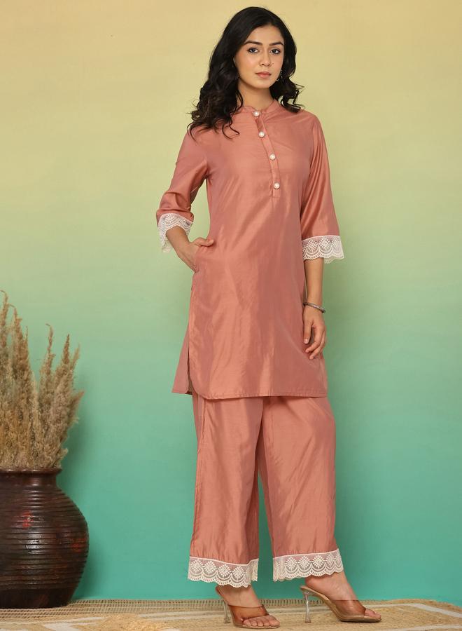 KASYA Mocha Brown Chanderi Co-Ord Set - Image 2